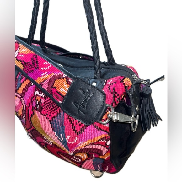 Amado Women's Crossbody Leather & Fabric Convertable Day BagBraided Handles NWOT - Picture 3 of 15